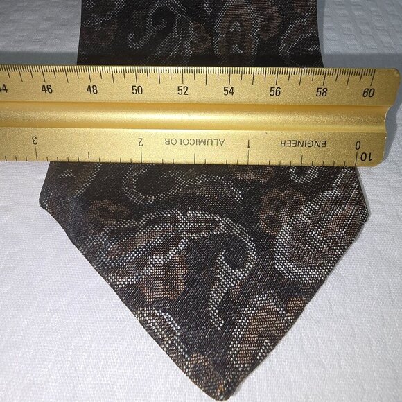 BLACH'S MENS TIE BLACK WITH GRAY PAISLEY DESIGN TRADITIONAL - Picture 2 of 6